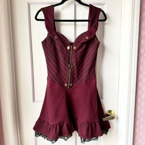 🔥 HOST PICK 🔥 Steampunk Fit & Flare Burgundy Dress By Jawbreaker Size Medium